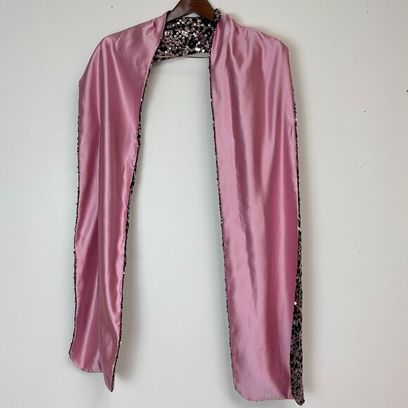 2 Women’s Black/Blush Pink Sequin Skirts W/Matching Sequin/Satin Scarf - Picture 11 of 11